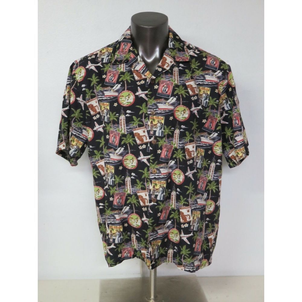Mens Hilo Hattie Short Sleeve Button Front Size XL Waikiki Hawaiian Shirt Cotton
